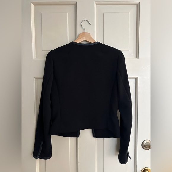 Club Monaco Black Women's Blazer w/ Leather Trim, Size 2 - Picture 7 of 12